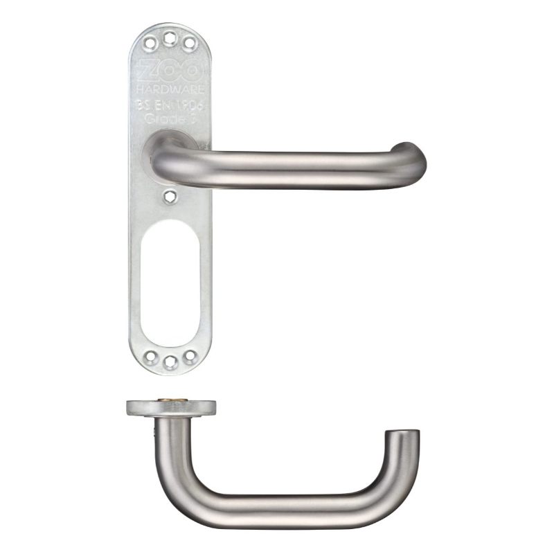 Zoo 19mm Tubular Return to Door Lever on Inner Plate/Short Plate-Satin Stainless