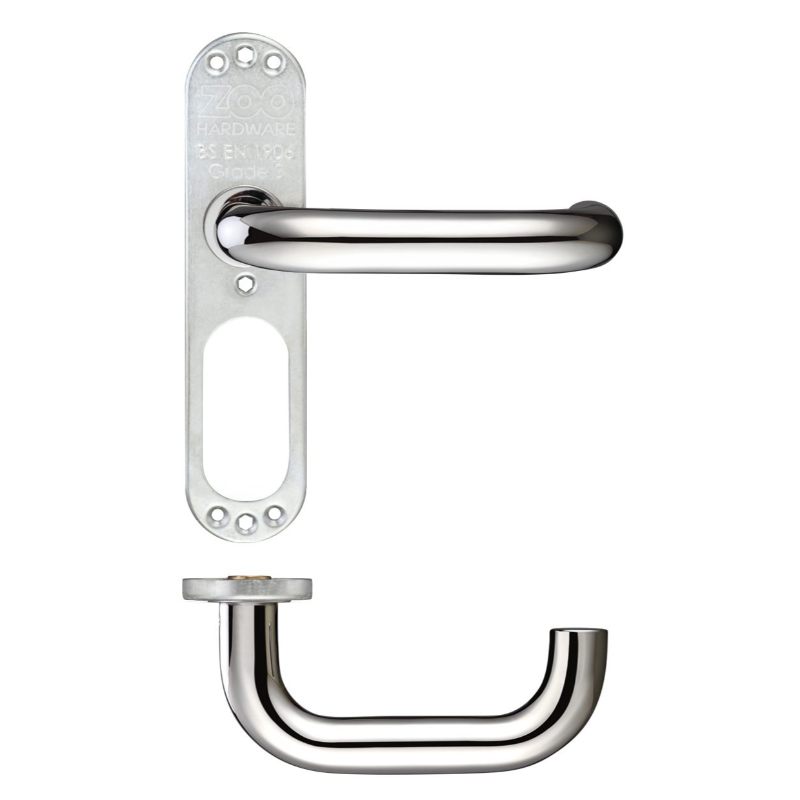Zoo 19mm Tubular Return to Door Lever on Inner Plate/Short Plate PSS-Polished Stainless