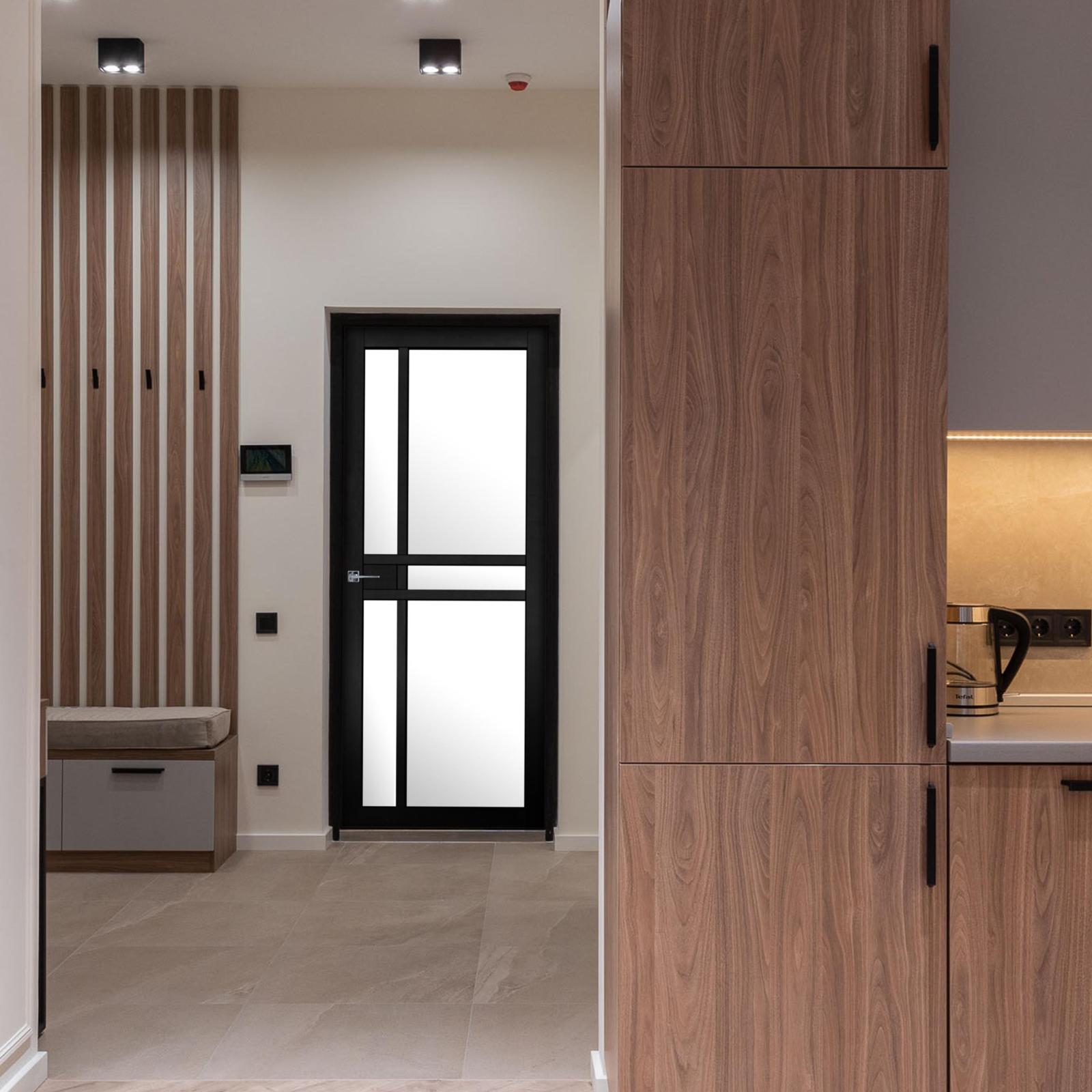 Pre-Assembled Dalston Black Prefinished Clear Glazed Door Set