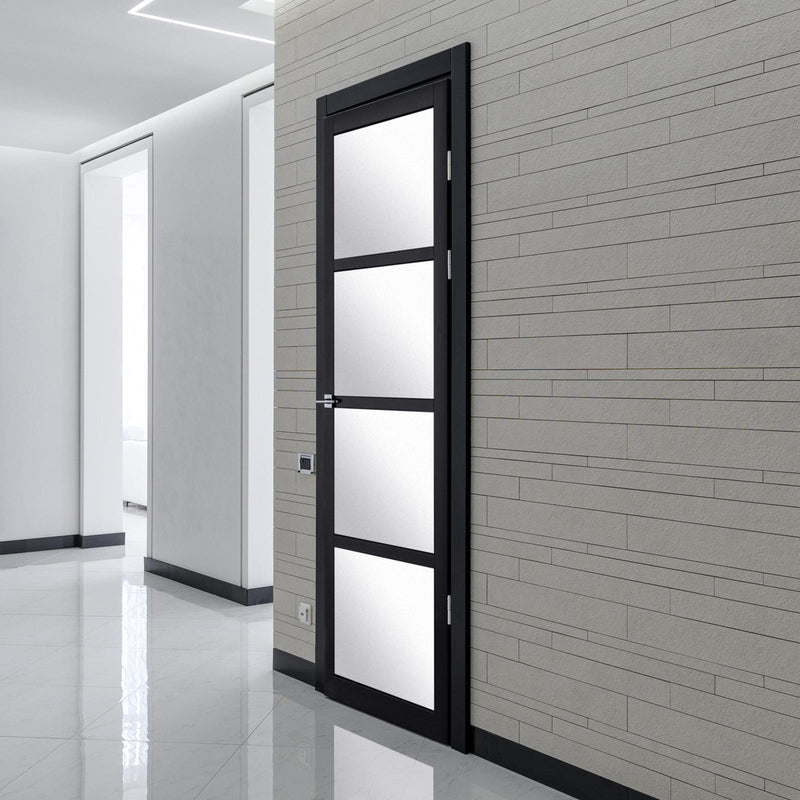Artis Nairobi Industrial Clear Glazed 4L Black Primed Door