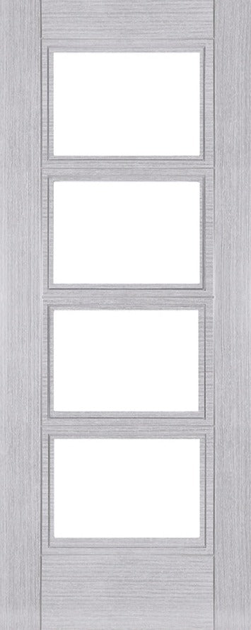 Deanta Light Grey Ash Montreal Clear Glazed Firedoor FSC