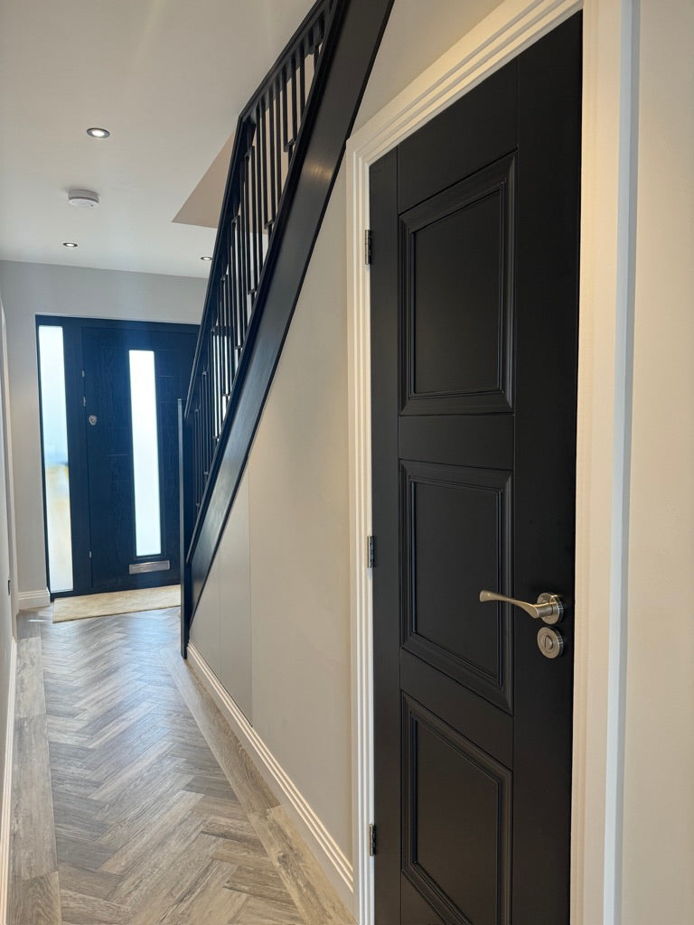 Pre-Assembled Black Amsterdam Fire Door Set