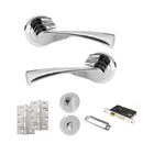 STATUS Colorado Door Handle Pack (Bathroom Set - 2.5" CE Bathroom Lock, 4" Slim Knuckle Hinges x2) - Polished Chrome