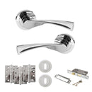 STATUS Colorado Door Handle Pack (3 Lever Lock Set - 2.5" CE Sashlock, 4" Fire Rated Hinges x3) - Polished Chrome