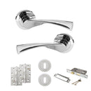 STATUS Colorado Door Handle Pack (3 Lever Lock Set - 3" CE Sashlock, 4" Slim Knuckle Hinges x2) - Polished Chrome