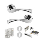 STATUS Colorado Door Handle Pack (Euro Lock Set - 2.5" CE Sashlock, 4" Slim Knuckle Hinges x2) - Polished Chrome