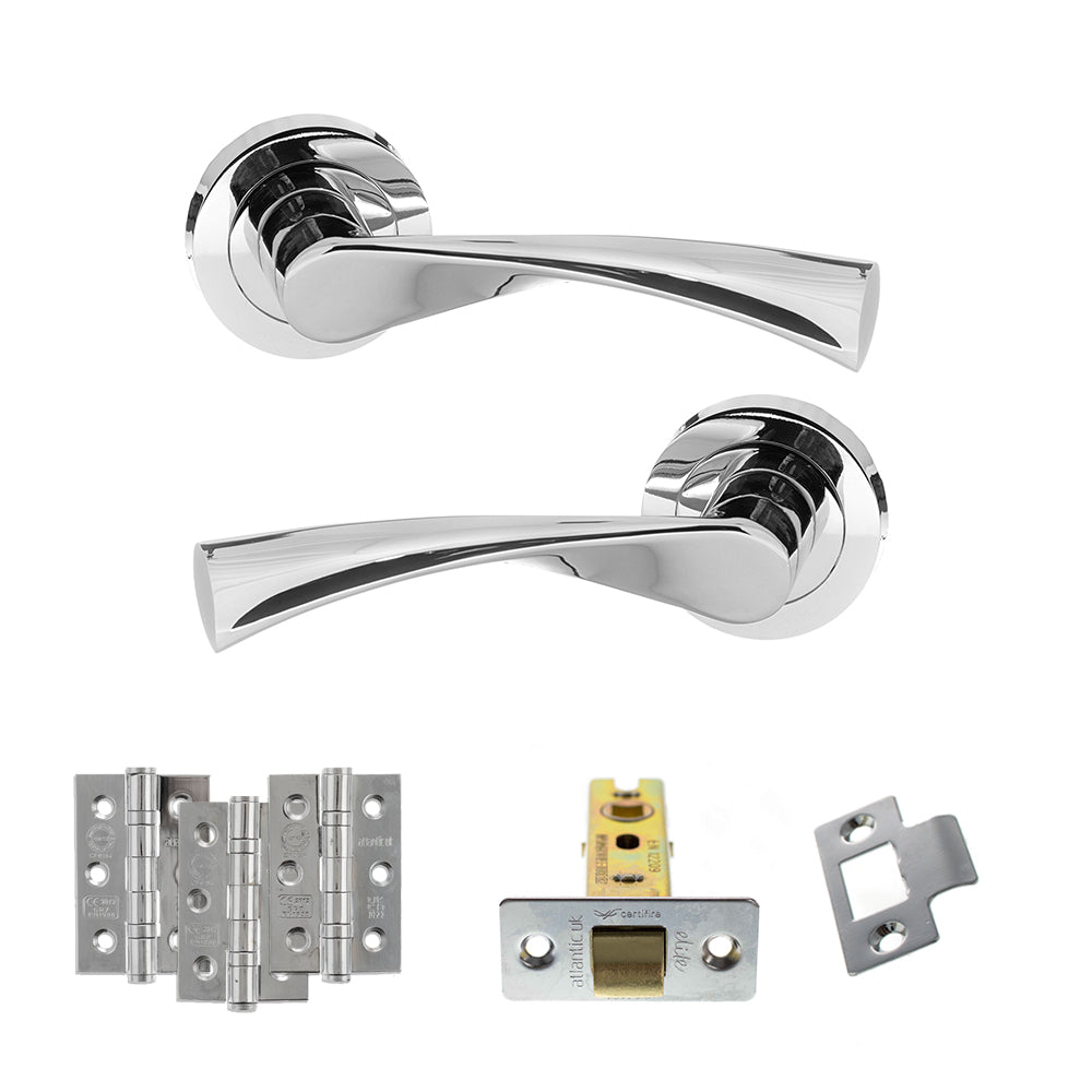 STATUS Colorado Door Handle Pack (Latch Set - 3" CE Latch, 3" Premium Hinges x3) - Polished Chrome