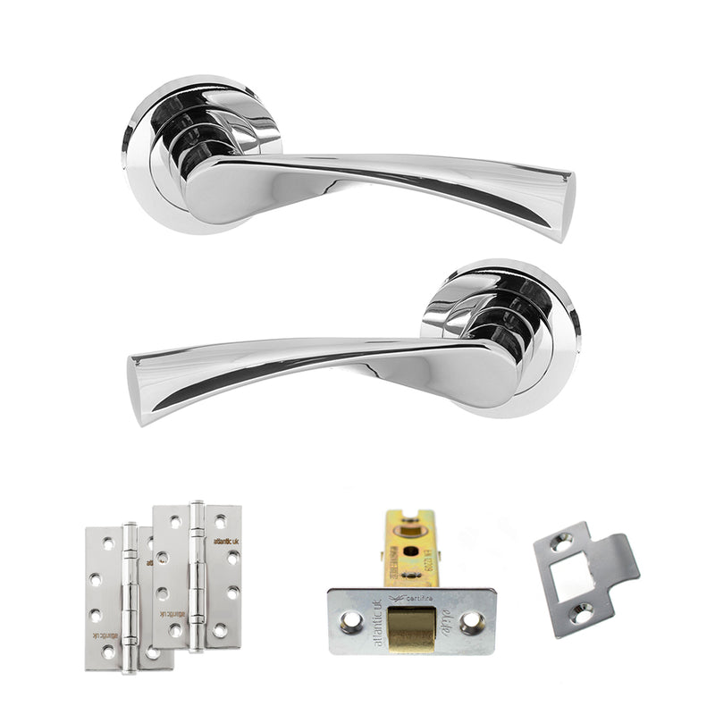 STATUS Colorado Door Handle Pack (Latch Set - 3" CE Latch, 4" Slim Knuckle Hinges x2) - Polished Chrome