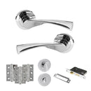 STATUS Colorado Door Handle Pack (Bathroom Set - 2.5" CE Bathroom Lock, 3" Premium Hinges x3) - Polished Chrome