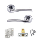 Eco Swell Door Handle Pack (Latch Set - 3" CE Latch, 4" Slim Knuckle Hinges x2) - Satin Chrome/Polished Chrome