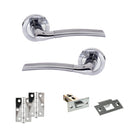 Eco Swell Door Handle Pack (Latch Set - 2.5" Latch, 3" Hinges x2) - Satin Chrome/Polished Chrome