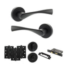 Eco Aqua Door Handle Pack (Bathroom Set - 2.5" CE Bathroom Lock, 4" Fire Rated Hinges x3) - Matt Black
