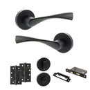 Eco Aqua Door Handle Pack (Bathroom Set - 2.5" CE Bathroom Lock, 4" Slim Knuckle Hinges x2) - Matt Black