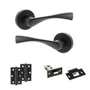 Eco Aqua Door Handle Pack (Latch Set - 2.5" Latch, 3" Hinges x2) - Matt Black