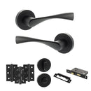 Eco Aqua Door Handle Pack (Bathroom Set - 3" CE Bathroom Lock, 3" Fire Rated Hinges x3) - Matt Black