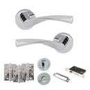 Eco Aqua Door Handle Pack (Bathroom Set - 3" CE Bathroom Lock, 4" Fire Rated Hinges x3) - Polished Chrome