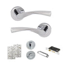 Eco Aqua Door Handle Pack (Bathroom Set - 3" CE Bathroom Lock, 4" Slim Knuckle Hinges x2) - Polished Chrome