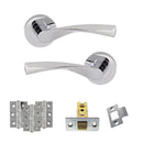 Eco Aqua Door Handle Pack (Latch Set - 2.5" CE Latch, 3" Fire Rated Hinges x3) - Polished Chrome