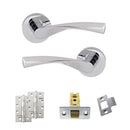Eco Aqua Door Handle Pack (Latch Set - 2.5" CE Latch, 4" Slim Knuckle Hinges x2) - Polished Chrome