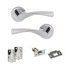Eco Aqua Door Handle Pack (Latch Set - 2.5" Latch, 3" Hinges x2) - Polished Chrome