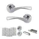 Eco Aqua Door Handle Pack (Bathroom Set - 2.5" CE Bathroom Lock, 4" Fire Rated Hinges x3) - Satin Chrome