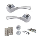 Eco Aqua Door Handle Pack (Bathroom Set - 3" CE Bathroom Lock, 4" Slim Knuckle Hinges x2) - Satin Chrome