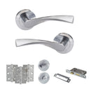 Eco Aqua Door Handle Pack (Bathroom Set - 2.5" CE Bathroom Lock, 3" Fire Rated Hinges x3) - Satin Chrome