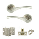Eco Aqua Door Handle Pack (Latch Set - 2.5" CE Latch, 3" Fire Rated Hinges x3) - Satin Nickel/Nickel Plate