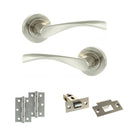 Eco Aqua Door Handle Pack (Latch Set - 2.5" Latch, 3" Hinges x2) - Satin Nickel/Nickel Plate