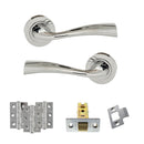 Eco Wave Door Handle Pack (Latch Set - 2.5" CE Latch, 3" Fire Rated Hinges x3) - Polished Chrome