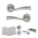 Eco Wave Door Handle Pack (Bathroom Set - 3" CE Bathroom Lock, 4" Fire Rated Hinges x3) - Polished Chrome