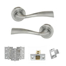 Eco Wave Door Handle Pack (Latch Set - 3" CE Latch, 3" Fire Rated Hinges x3) - Polished Chrome