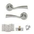 Eco Wave Door Handle Pack (Latch Set - 2.5" CE Latch, 4" Fire Rated Hinges x3) - Satin Chrome