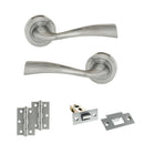 Eco Wave Door Handle Pack (Latch Set - 2.5" Latch, 3" Hinges x2) - Satin Chrome