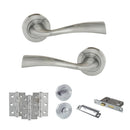 Eco Wave Door Handle Pack (Bathroom Set - 2.5" CE Bathroom Lock, 3" Fire Rated Hinges x3) - Polished Chrome