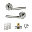 Eco Ocean Door Handle Pack (Latch Set - 3" CE Latch, 4" Slim Knuckle Hinges x2) - Satin Chrome/Polished Chrome