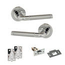 Eco Ocean Door Handle Pack (Latch Set - 2.5" Latch, 3" Hinges x2) - Satin Chrome/Polished Chrome