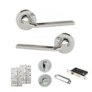 Eco Surf Door Handle Pack (Bathroom Set - 2.5" CE Bathroom Lock, 4" Slim Knuckle Hinges x2) - Polished Chrome