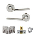 Eco Surf Door Handle Pack (Latch Set - 3" CE Latch, 4" Fire Rated Hinges x3) - Polished Chrome