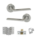 Eco Surf Door Handle Pack (Latch Set - 2.5" CE Latch, 3" Fire Rated Hinges x3) - Satin Chrome