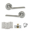 Eco Surf Door Handle Pack (Latch Set - 3" CE Latch, 4" Fire Rated Hinges x3) - Satin Chrome