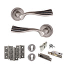 Old English Richmond Door Handle Pack (Euro Lock Set - 3" CE Sashlock, 3" Fire Rated Hinges x3) - Distressed Silver