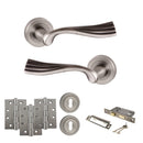 Old English Richmond Door Handle Pack (3 Lever Lock Set - 3" CE Sashlock, 4" Fire Rated Hinges x3) - Matt Gun Metal