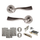 Old English Richmond Door Handle Pack (Euro Lock Set - 2.5" CE Sashlock, 4" Fire Rated Hinges x3) - Matt Gun Metal