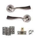 Old English Richmond Door Handle Pack (Latch Set - 3" CE Latch, 3" Fire Rated Hinges x3) - Matt Gun Metal