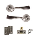 Old English Richmond Door Handle Pack (Latch Set - 3" CE Latch, 4" Slim Knuckle Hinges x2) - Matt Gun Metal