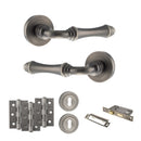 Old English Durham Door Handle Pack (3 Lever Lock Set - 2.5" CE Sashlock, 3" Fire Rated Hinges x3) - Matt Gun Metal