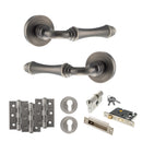 Old English Durham Door Handle Pack (Euro Lock Set - 2.5" CE Sashlock, 3" Fire Rated Hinges x3) - Matt Gun Metal
