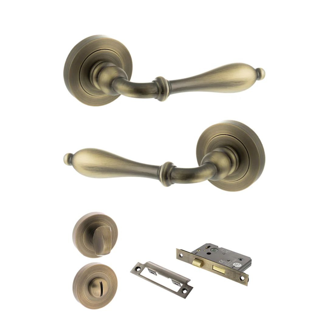 Atlantic OE142MAB Old English Wrexham on Round Rose Door Handle Pack