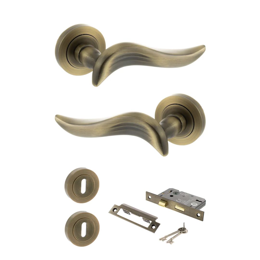 Atlantic OE144MAB Old English Oxford on Round Rose Door Handle Pack